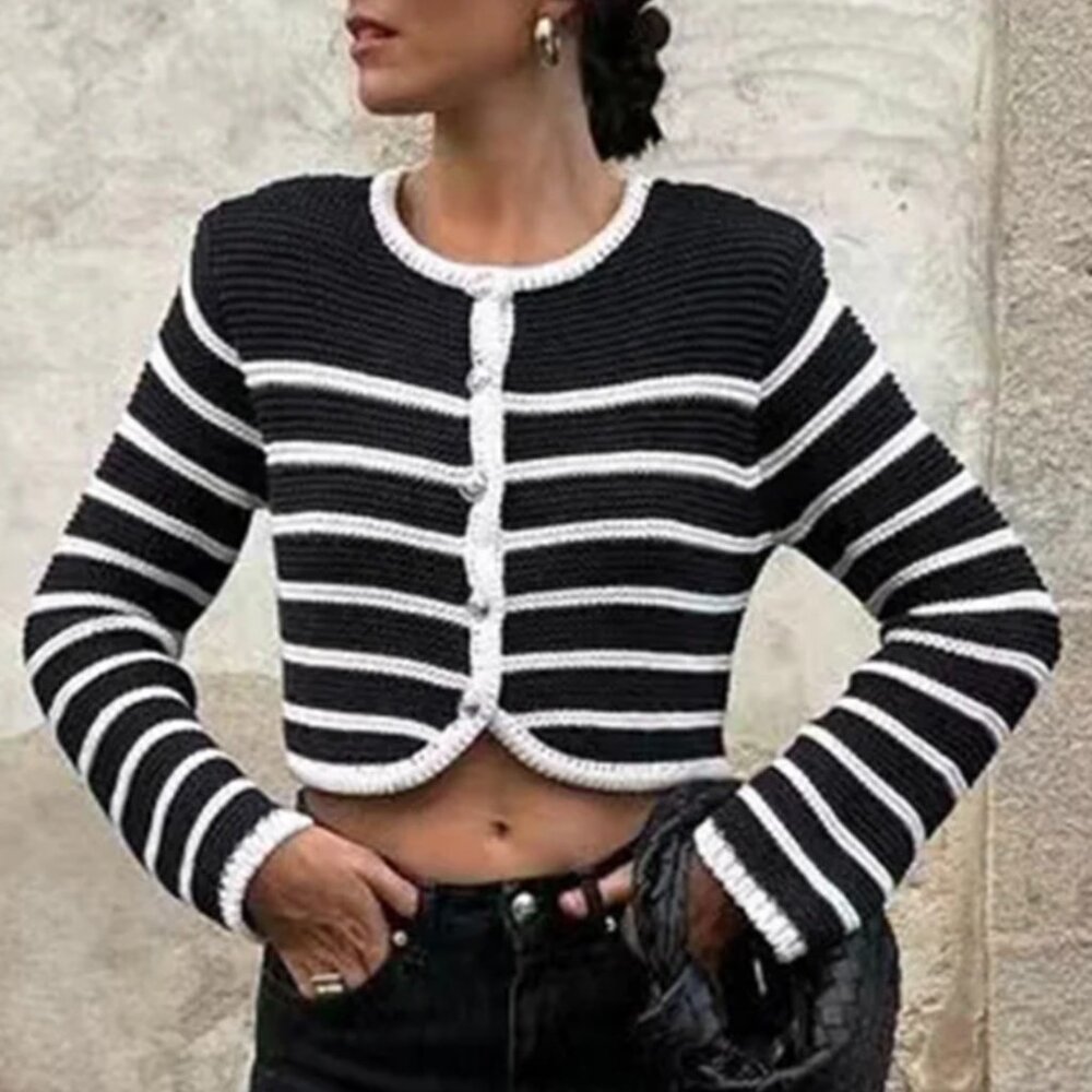 Commense Old Money Aesthetics Stripe Cardigan in Size S (NEVER WORN)
